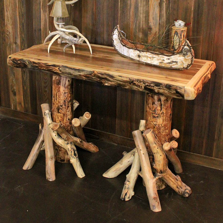 Rustic Aspen and Barnwood Sofa Table