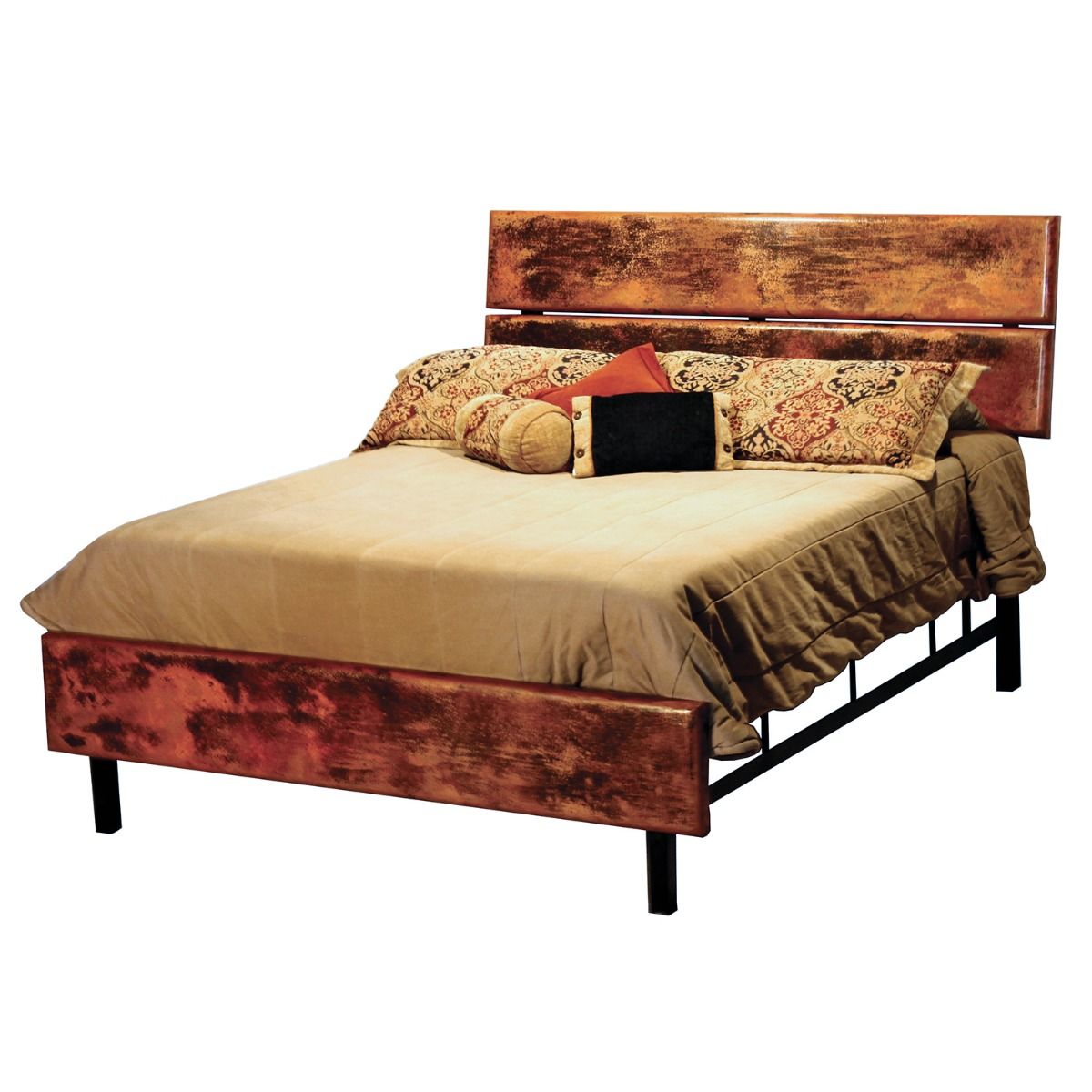 IRON LOFT HAMMERED COPPER PANEL BED