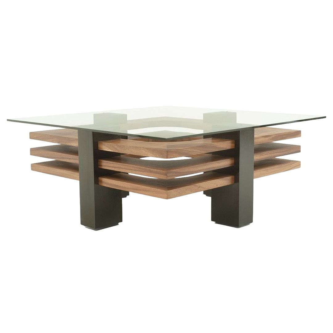 Modern Art Deco Ebony Mahogany \u0026 Golden Walnut Coffee Table Base, image size:1080x1080