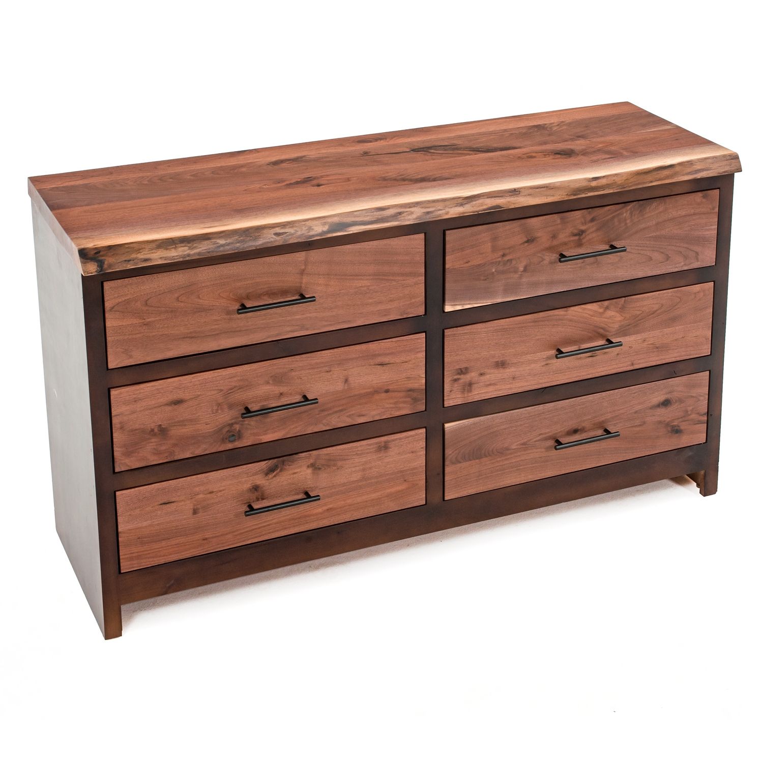 MODERN RUSTIC LIVE EDGE WALNUT 6 DRAWER DRESSER