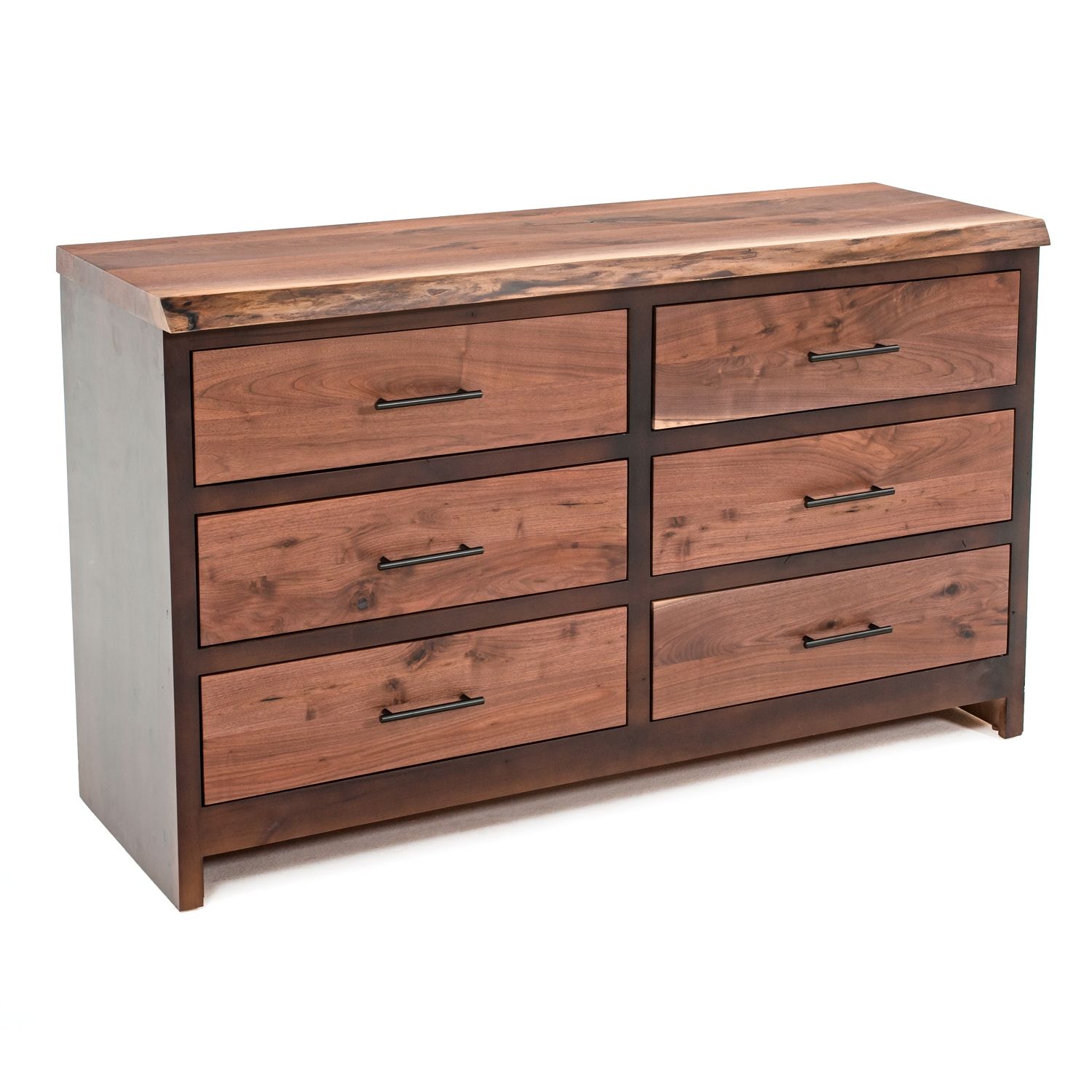 MODERN RUSTIC LIVE EDGE WALNUT 6 DRAWER DRESSER