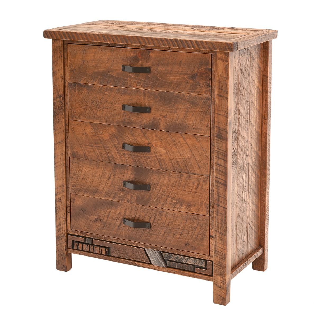RUSTIC MOSAIC 5 DRAWER BARNWOOD CHEST