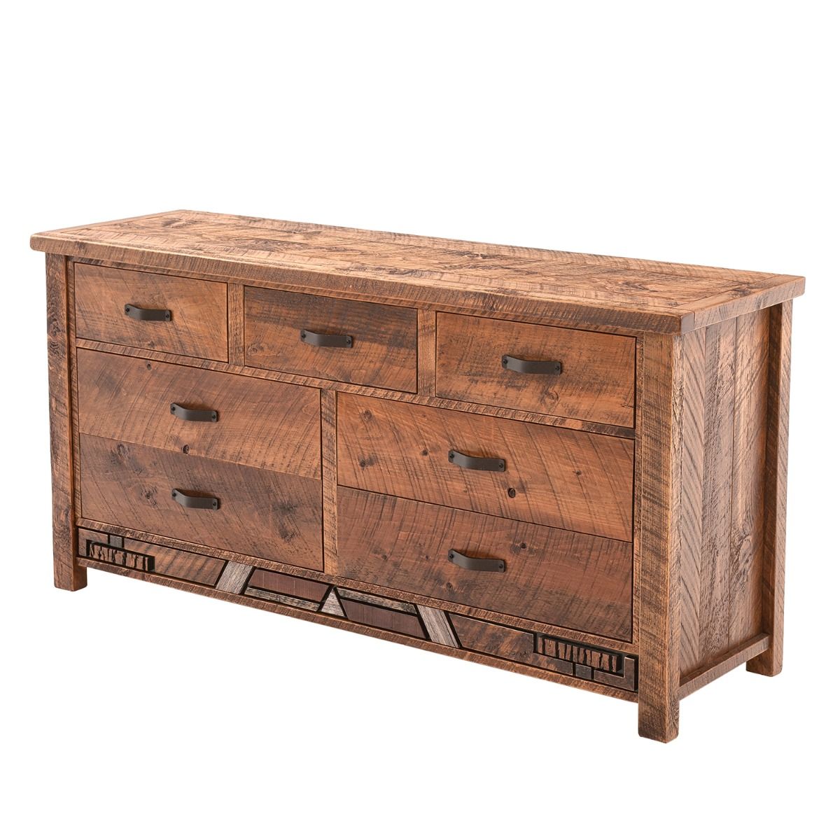 RUSTIC MOSAIC 7 DRAWER BARNWOOD DRESSER