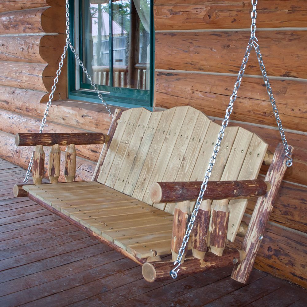 Pine Log Porch Swing