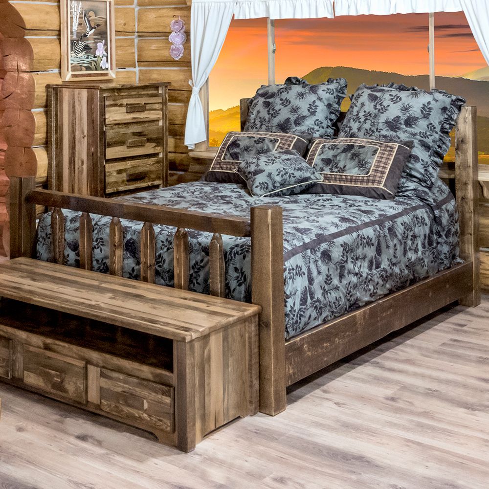 Rustic Weathered Homestead Pine Bed, image size:1000x1000