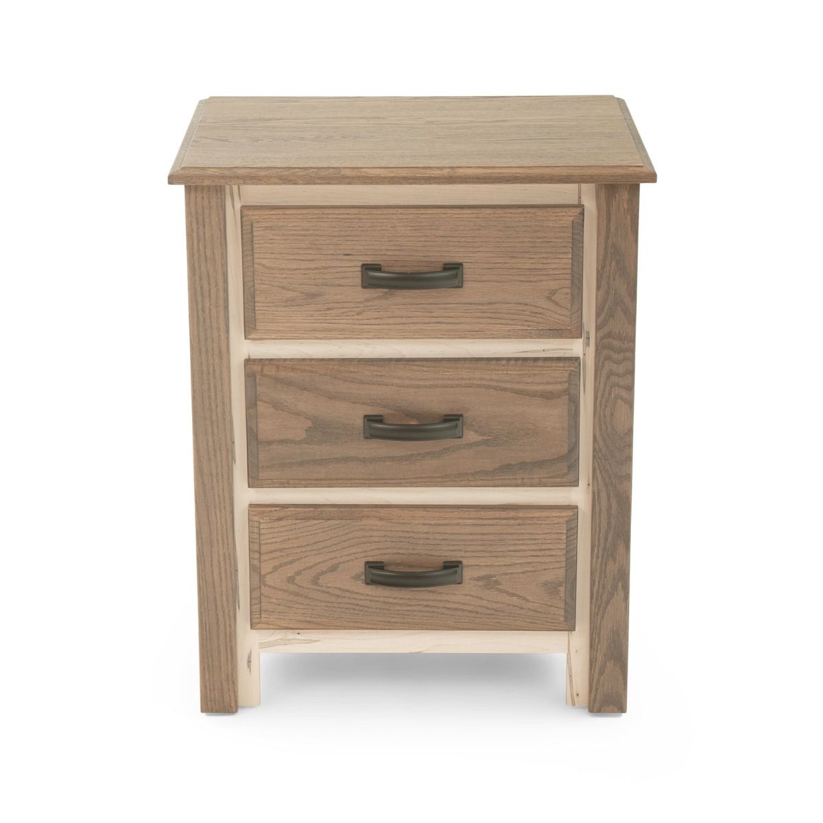 RUSTIC RED OAK & AMBROSIA MAPLE 3 DRAWER NIGHTSTAND