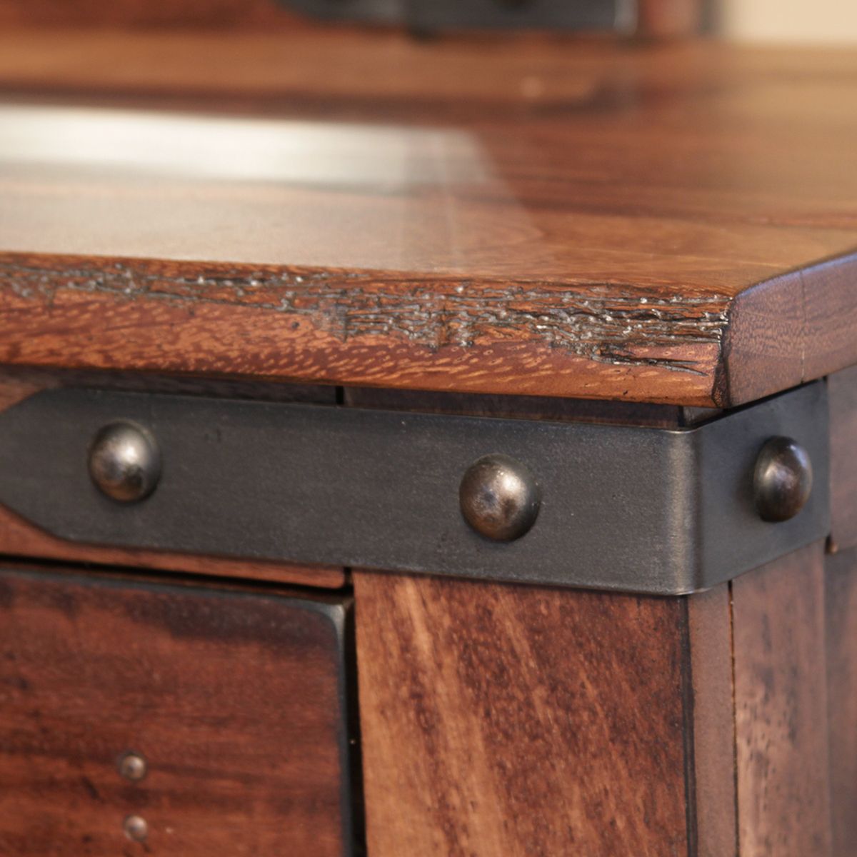 PAROTA 2 DRAWER INDUSTRIAL WOOD NIGHTSTAND