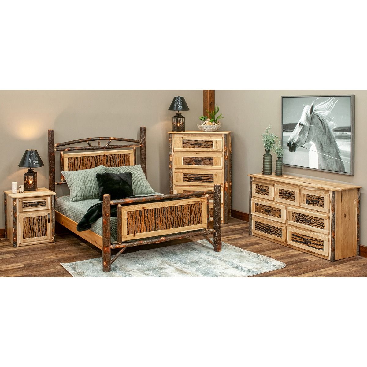 Poplar Grove Hickory Log Enclosed Nightstand