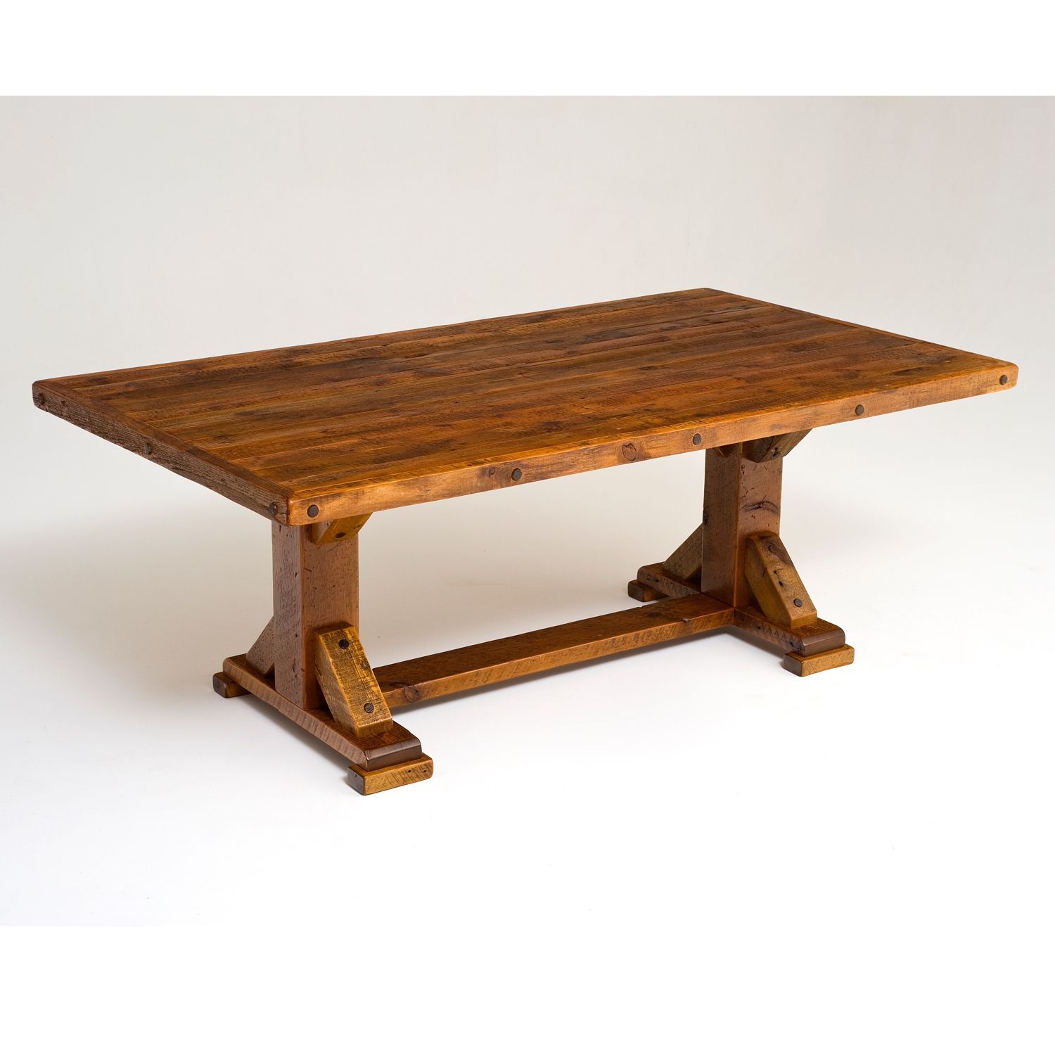Reclaimed Barn Wood Trestle Base Dining Table