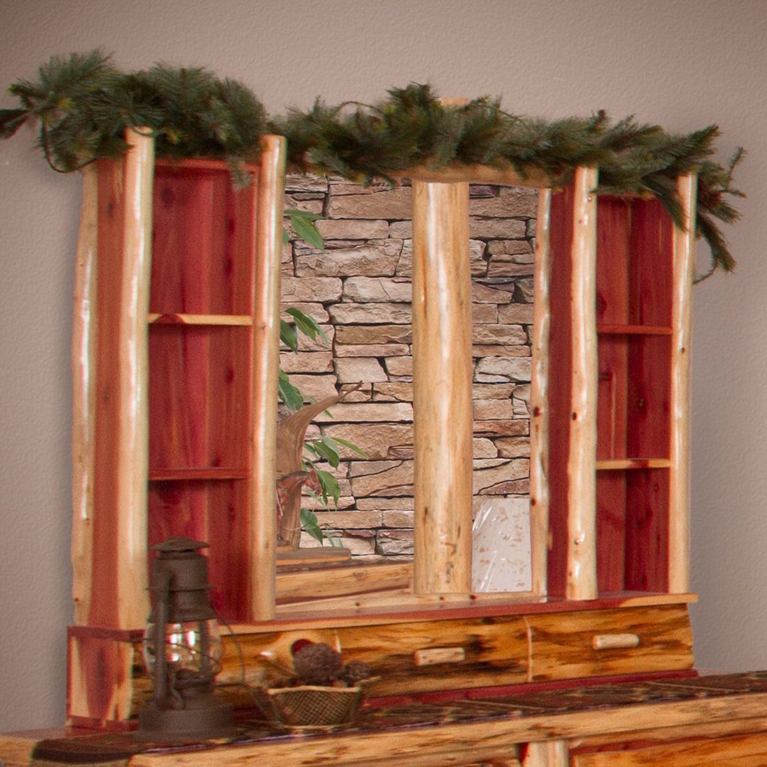 RUST VALLEY RED CEDAR LOG 6 DRAWER DRESSER