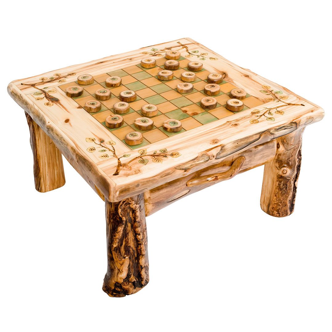 Rustic Aspen Hand-Painted Checker Board Coffee Table