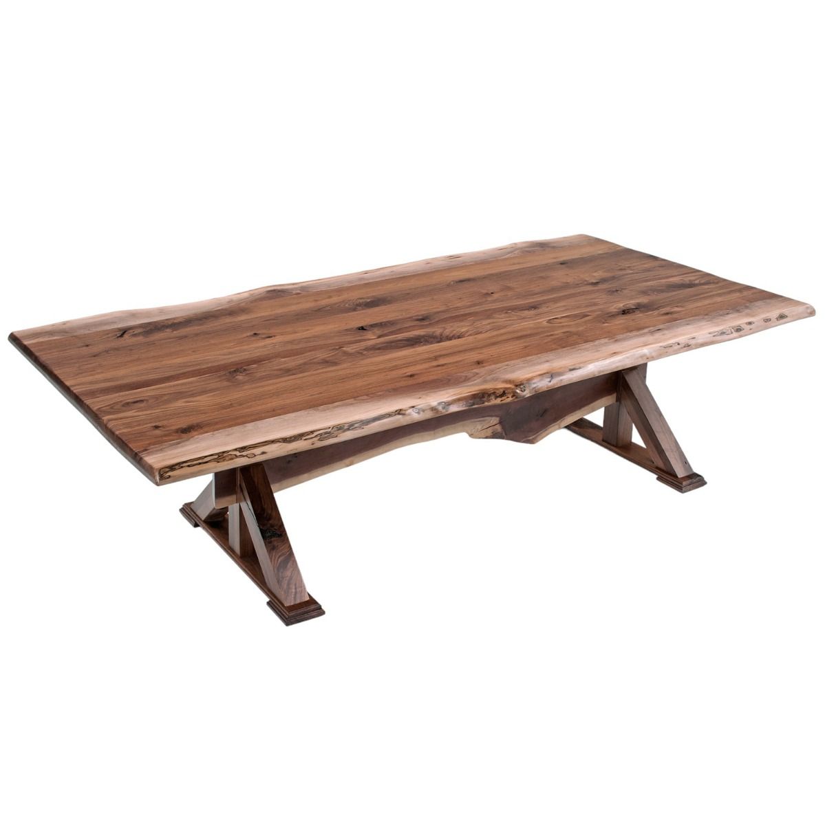 Rustic Live Edge Wood Trestle Dining Table