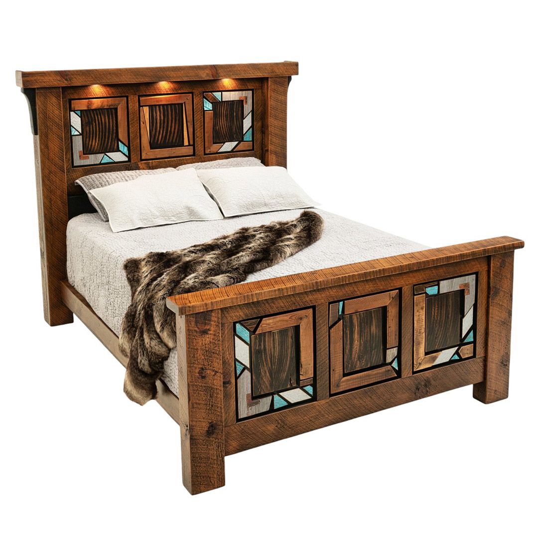 RUSTIC LUXE MOSAIC BARNWOOD BED