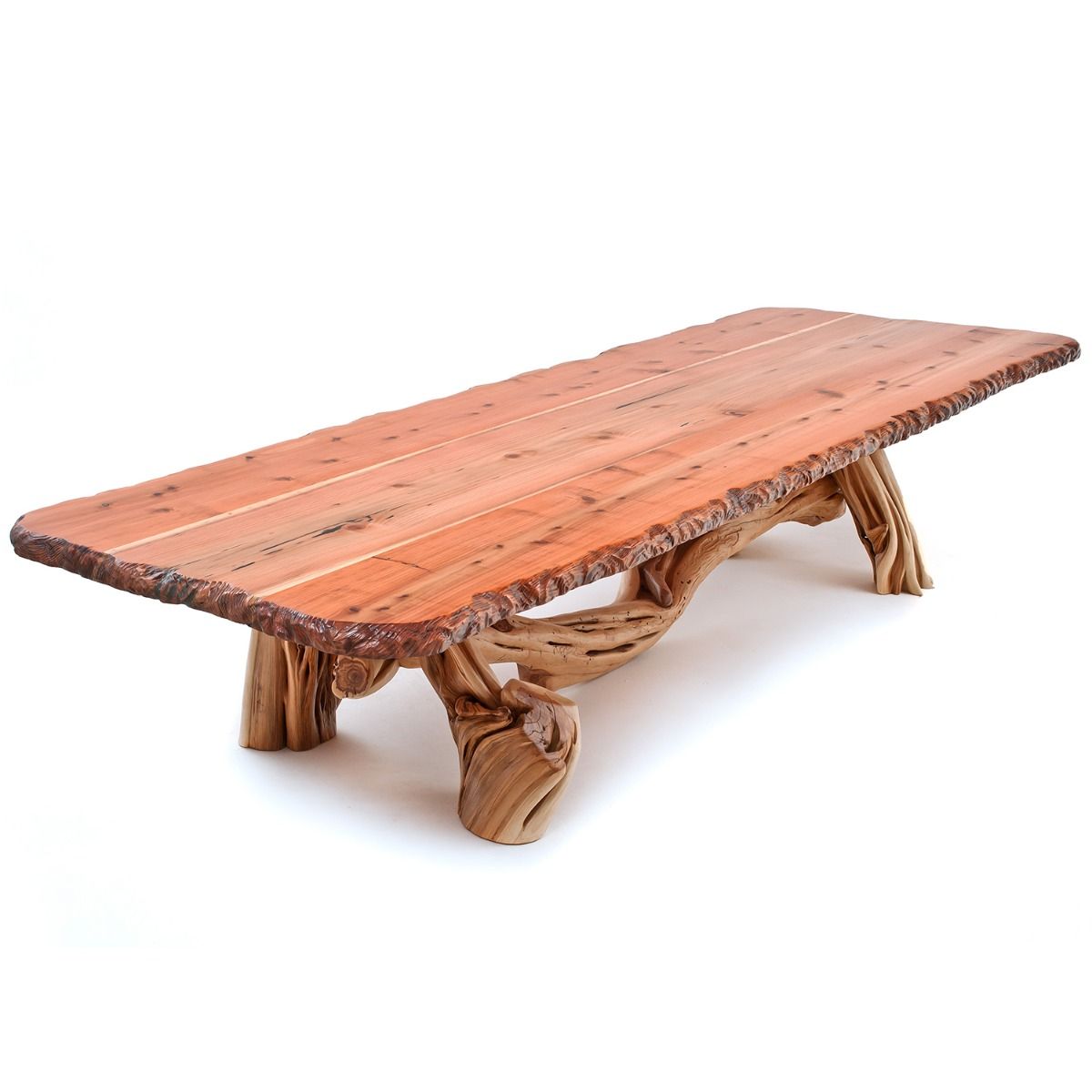 Rustic Redwood Dining Table with Live Edge