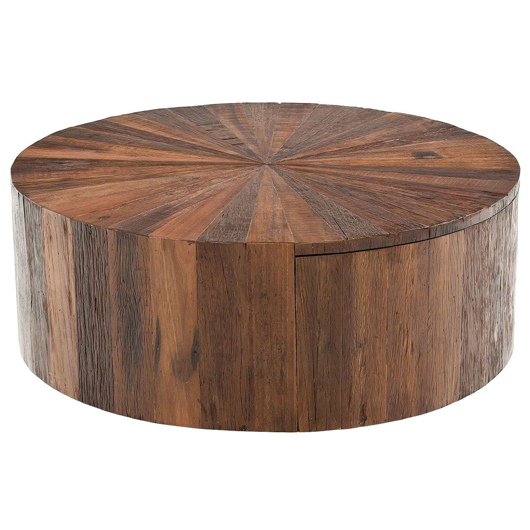 Round Rustic Chic Coffee Table with Drawer, image size:1080x1080