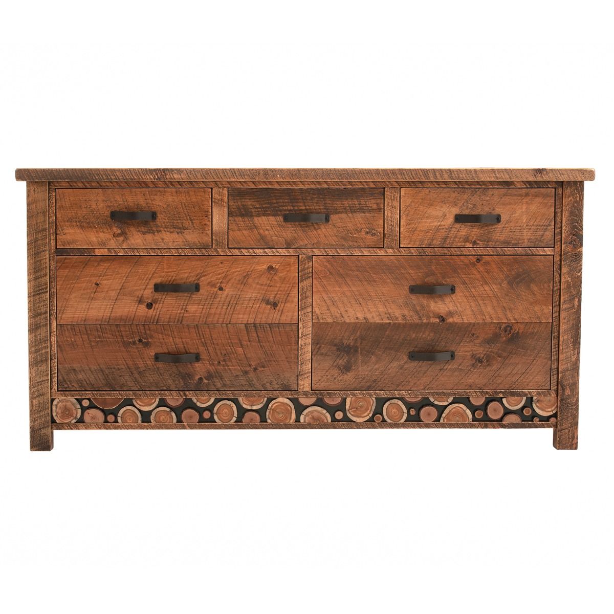 RUSTIC CAMPFIRE 7 DRAWER BARNWOOD DRESSER