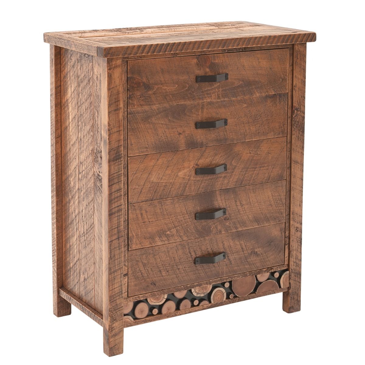 RUSTIC CAMPFIRE 5 DRAWER BARNWOOD CHEST