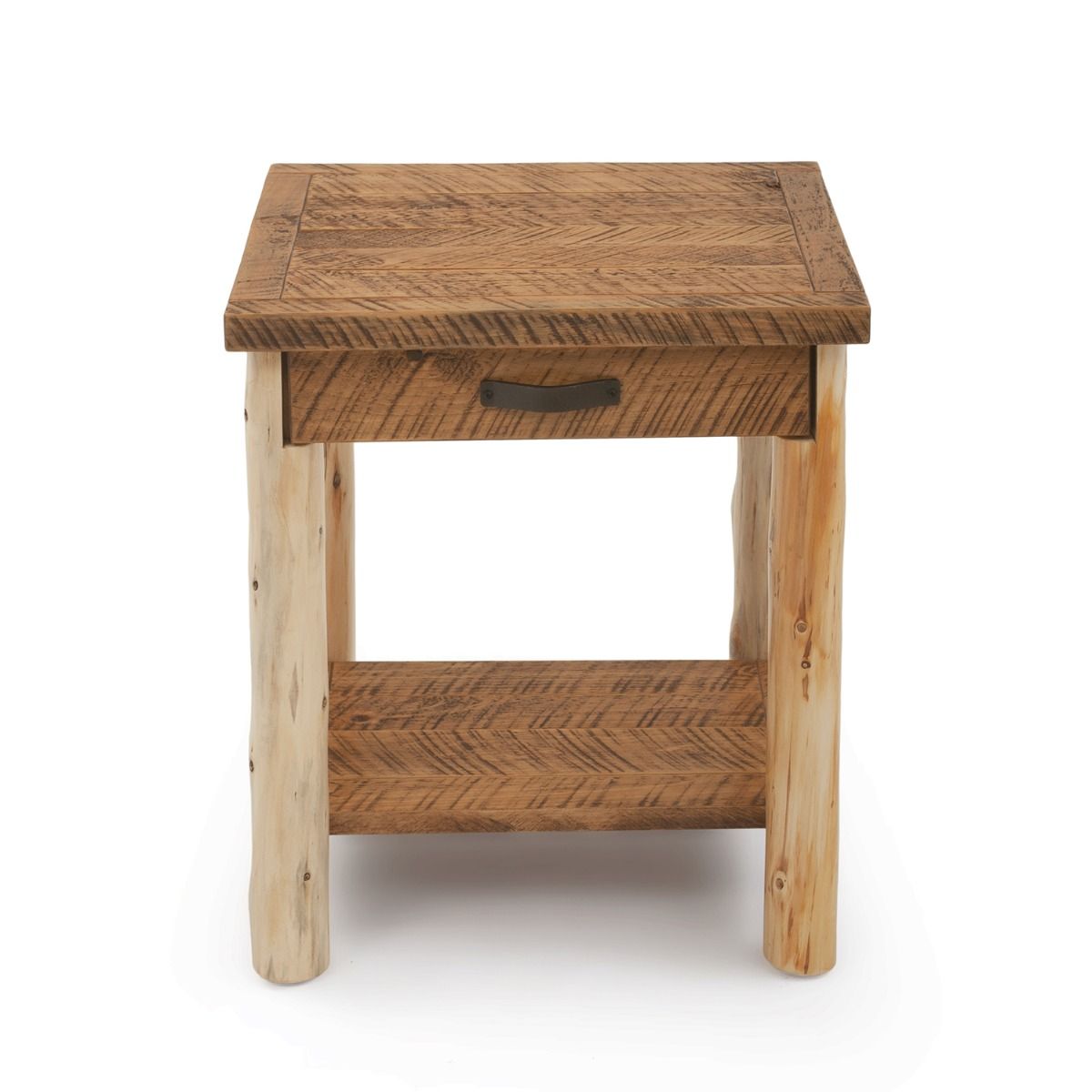 RUSTIC CEDAR POST 1 DRAWER OPEN SHELF NIGHTSTAND