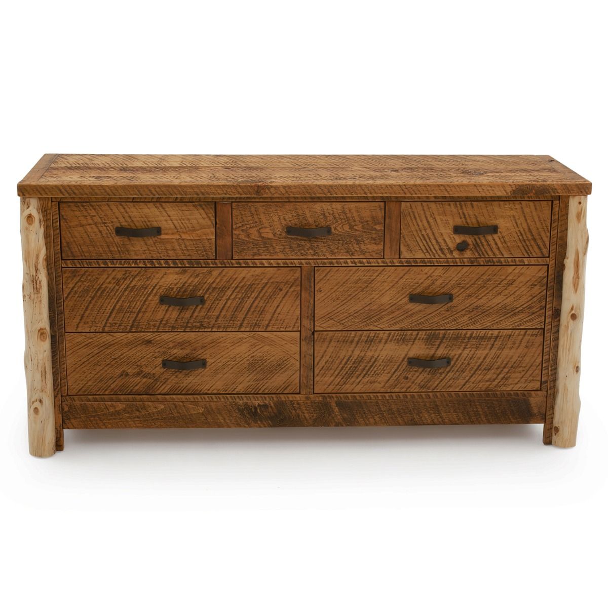 RUSTIC CEDAR POST BARNWOOD 7 DRAWER DRESSER