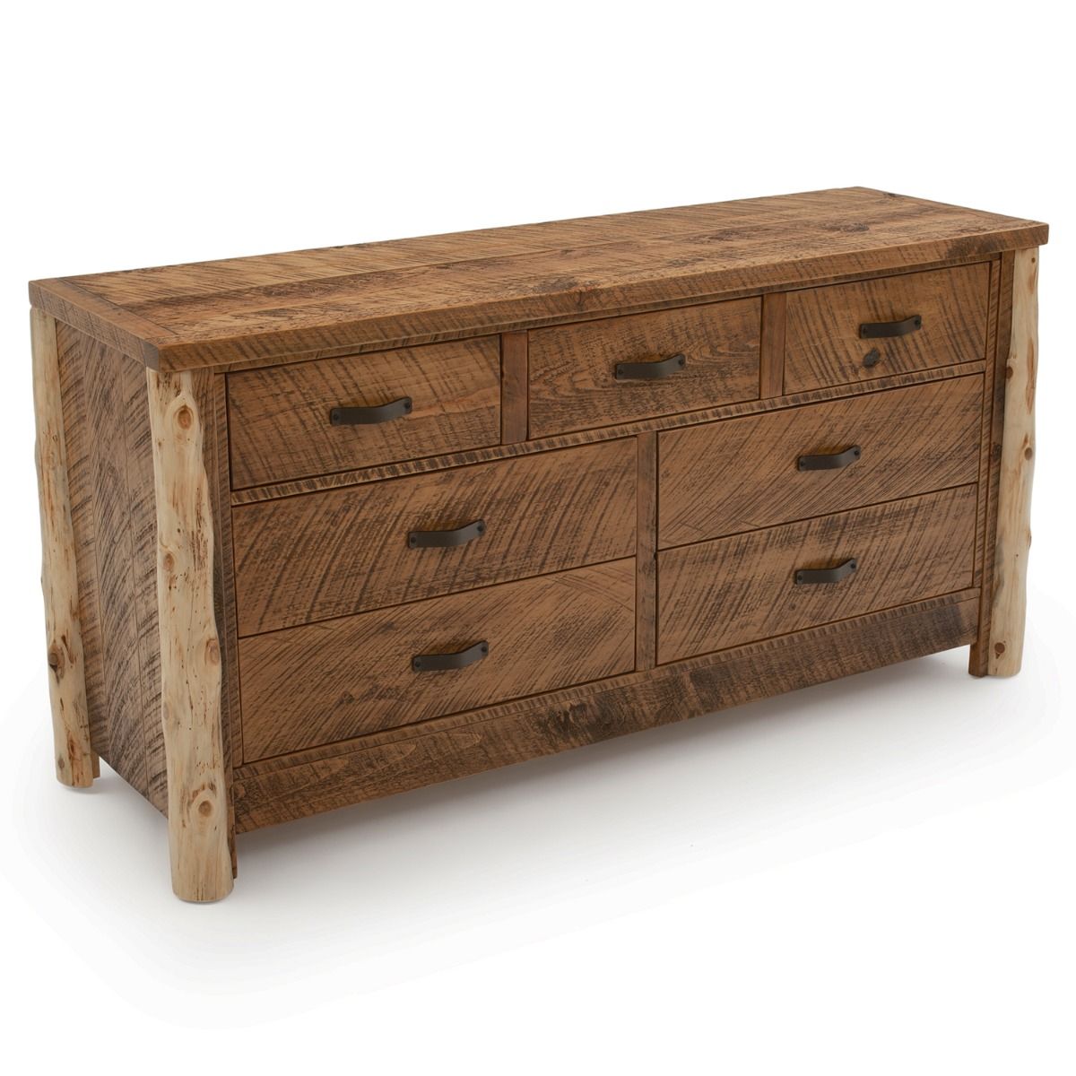 RUSTIC CEDAR POST BARNWOOD 7 DRAWER DRESSER