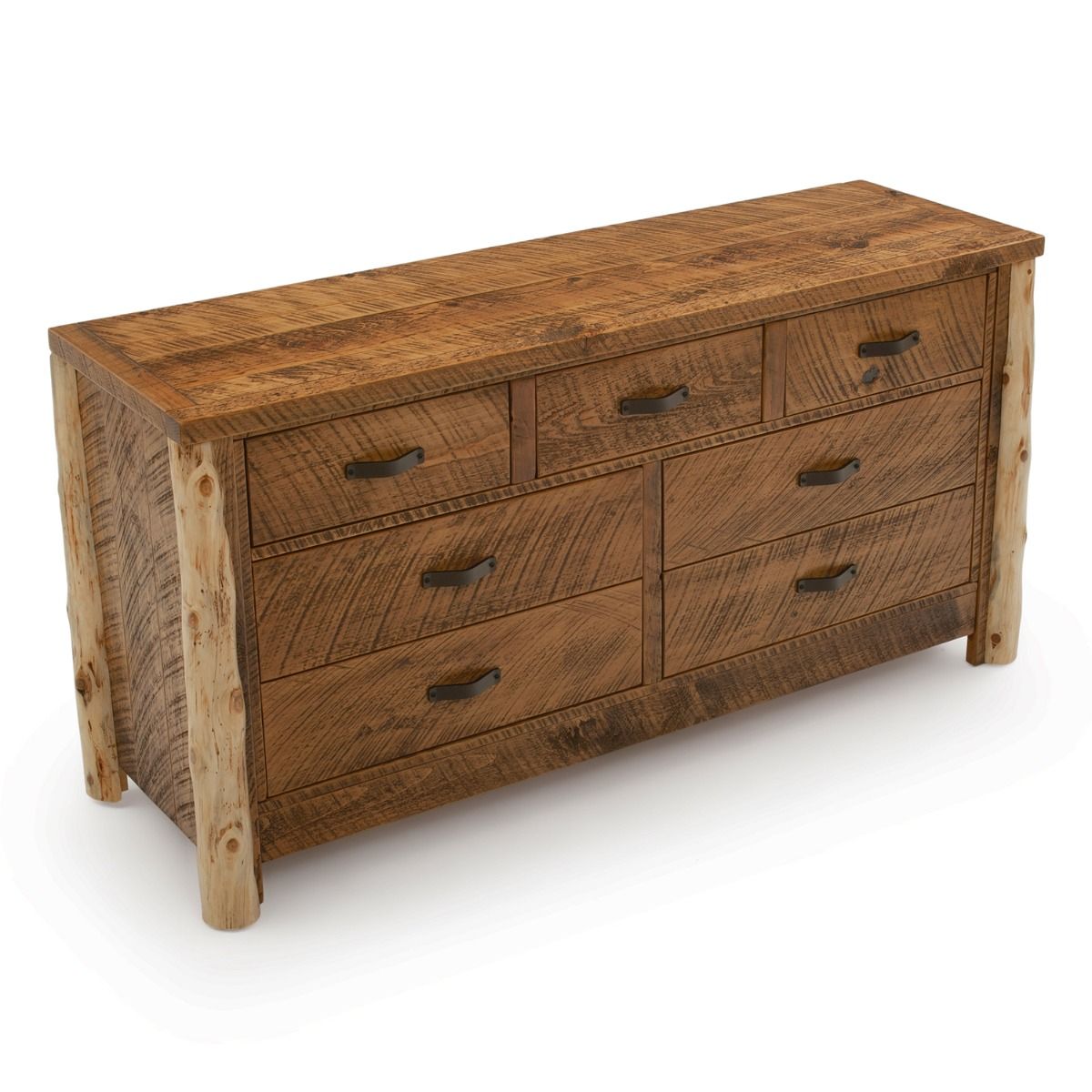 RUSTIC CEDAR POST BARNWOOD 7 DRAWER DRESSER
