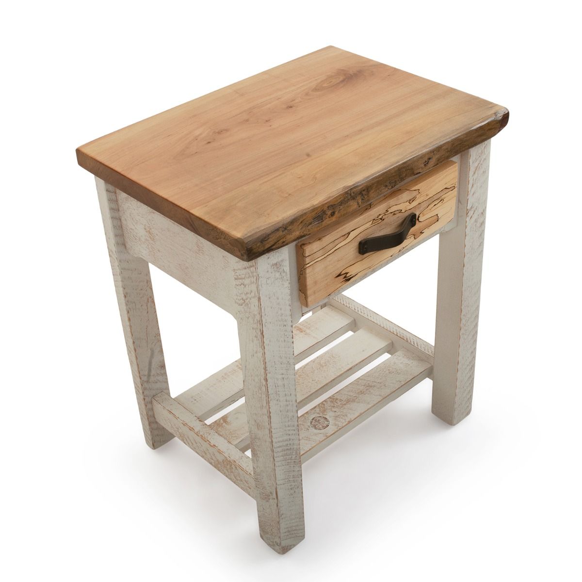 COASTAL CHEVRON COTTAGE 1 DRAWER BARNWOOD NIGHTSTAND