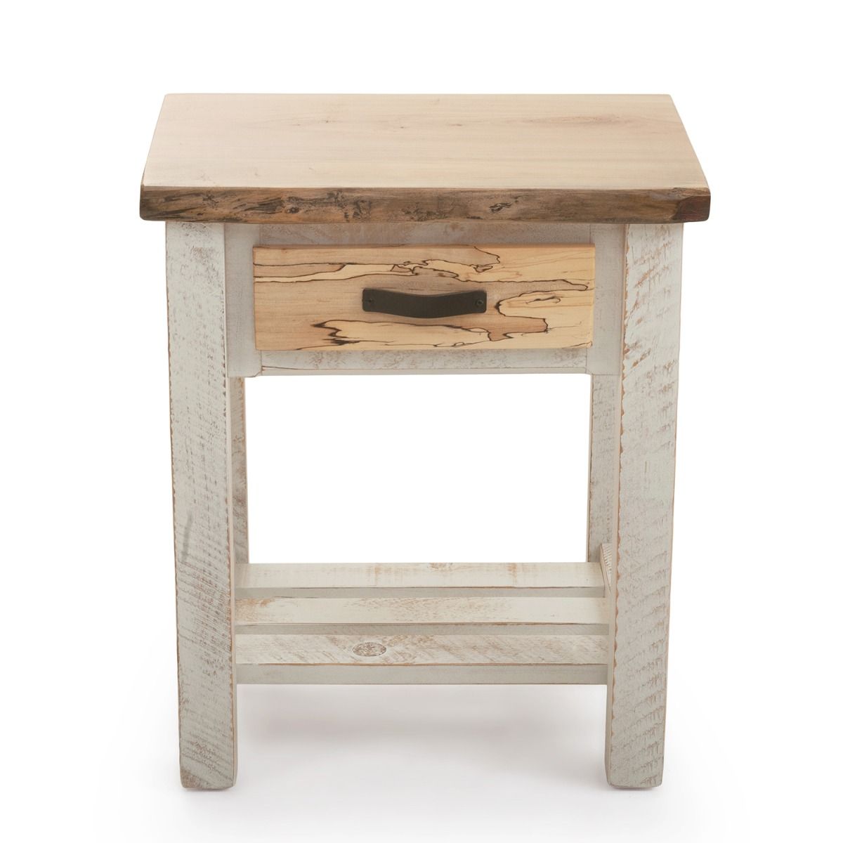 COASTAL CHEVRON COTTAGE 1 DRAWER BARNWOOD NIGHTSTAND