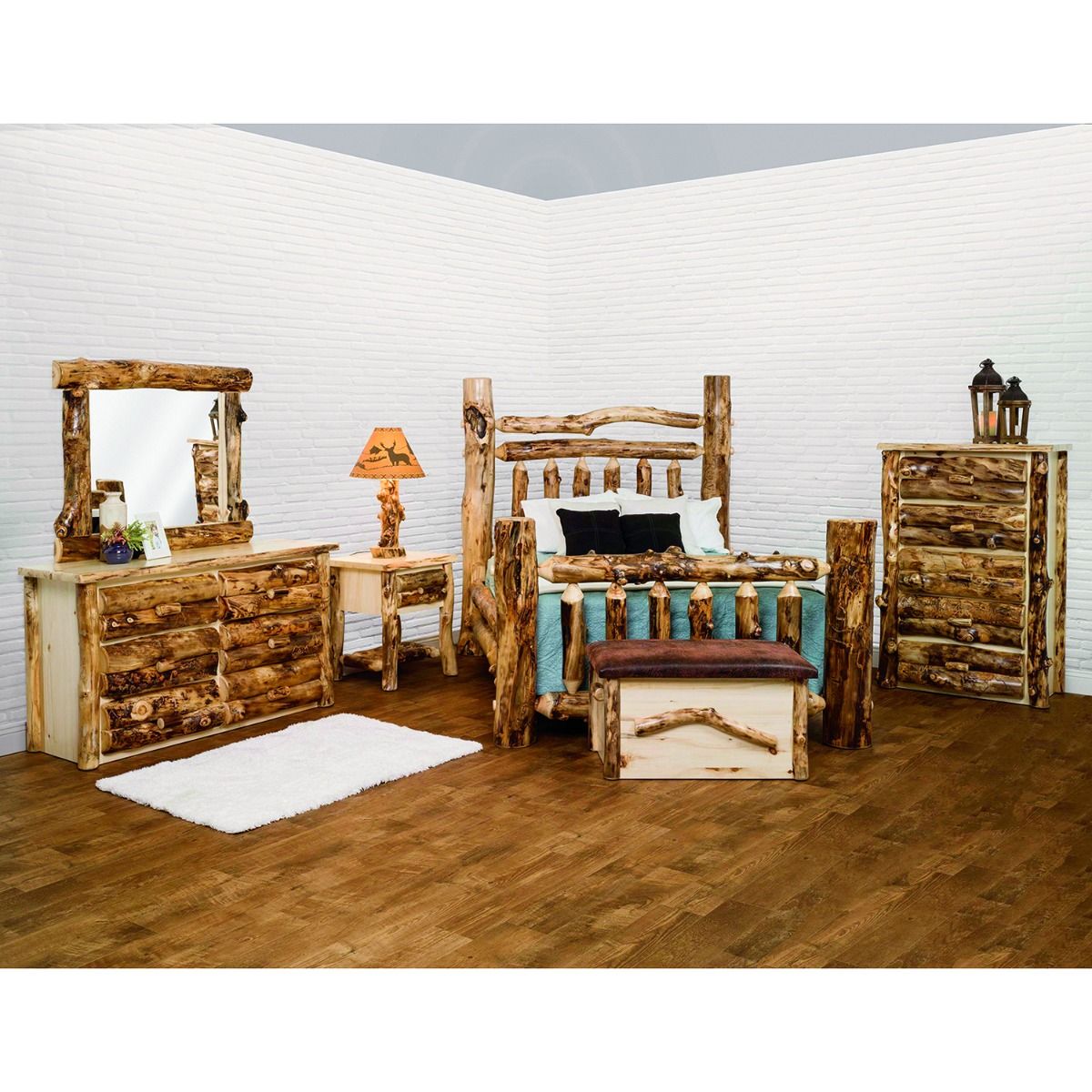 RUSTIC COLORADO ASPEN LOG GRAND BED