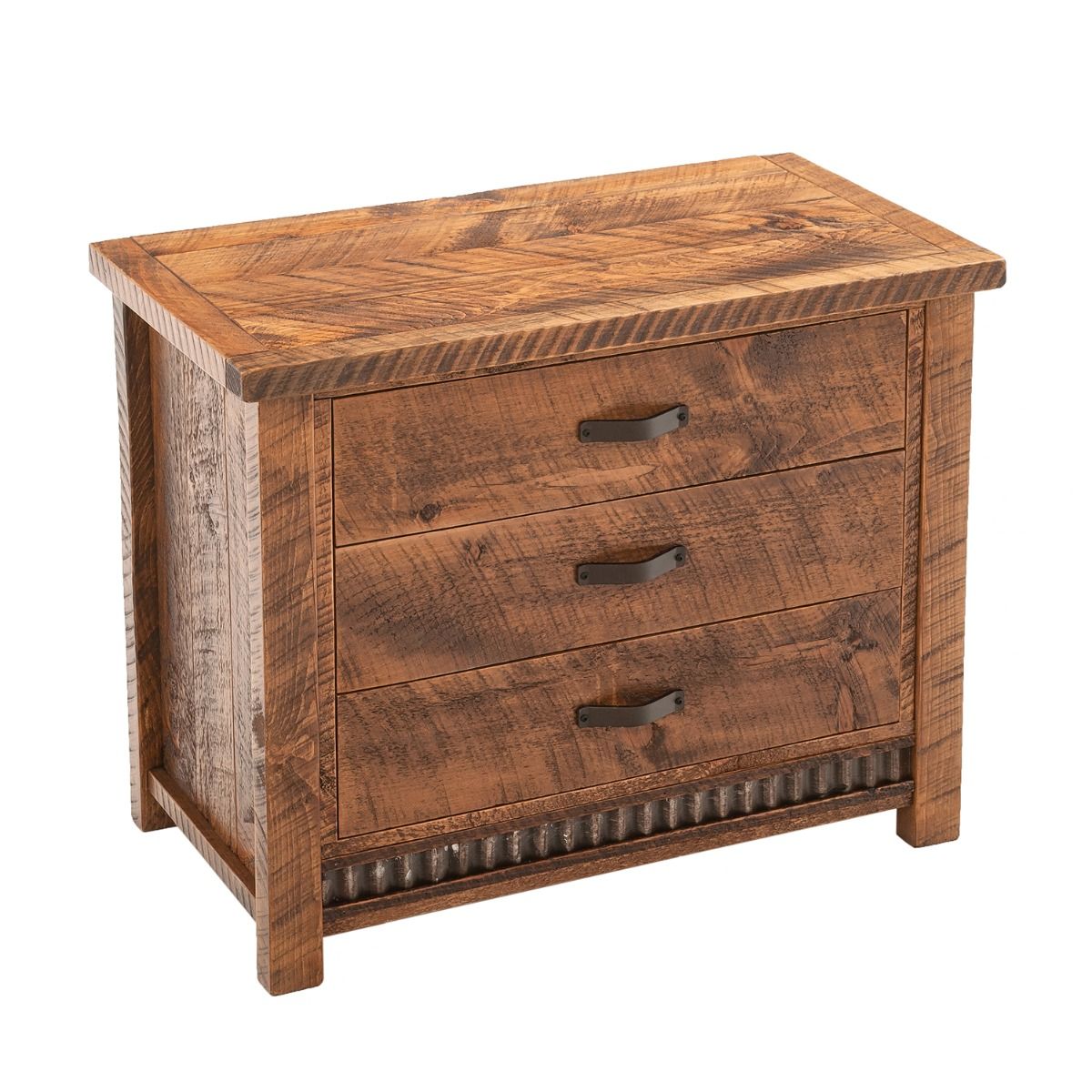 RUSTIC CORRUGATED 3 DRAWER BARNWOOD CHEST