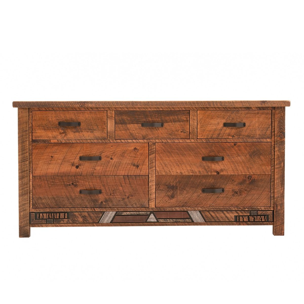 RUSTIC MOSAIC 7 DRAWER BARNWOOD DRESSER