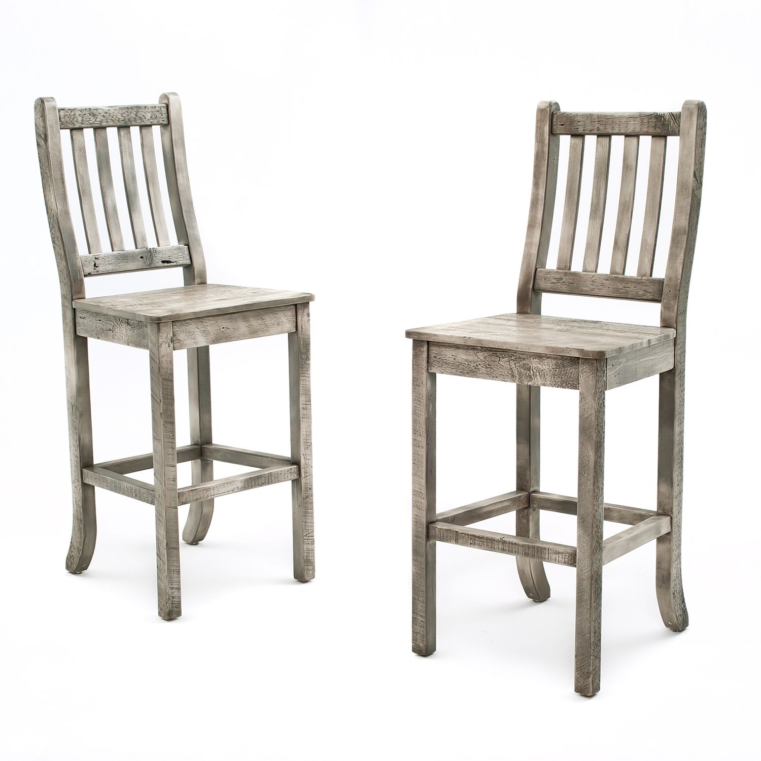 Rustic Reclaimed Barn Wood Bar Stool with Curved Back