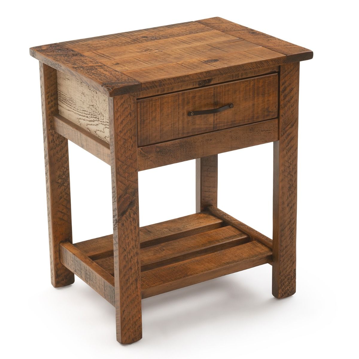 RUSTIC WHITEWASH RANCHERO 1 DRAWER BARNWOOD NIGHTSTAND