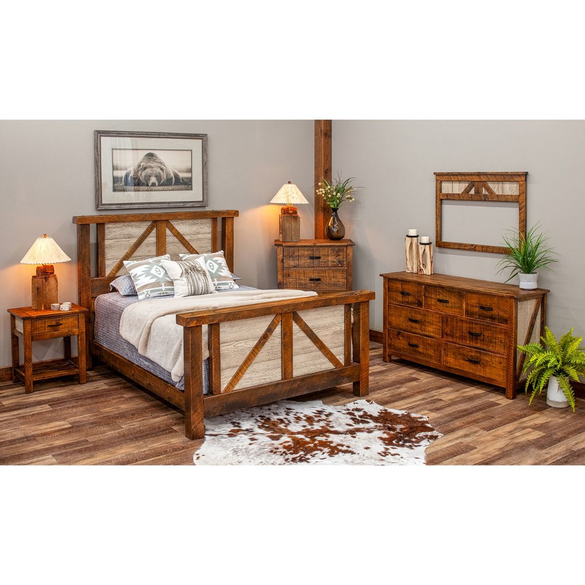 RUSTIC WHITEWASH RANCHERO 1 DRAWER BARNWOOD NIGHTSTAND