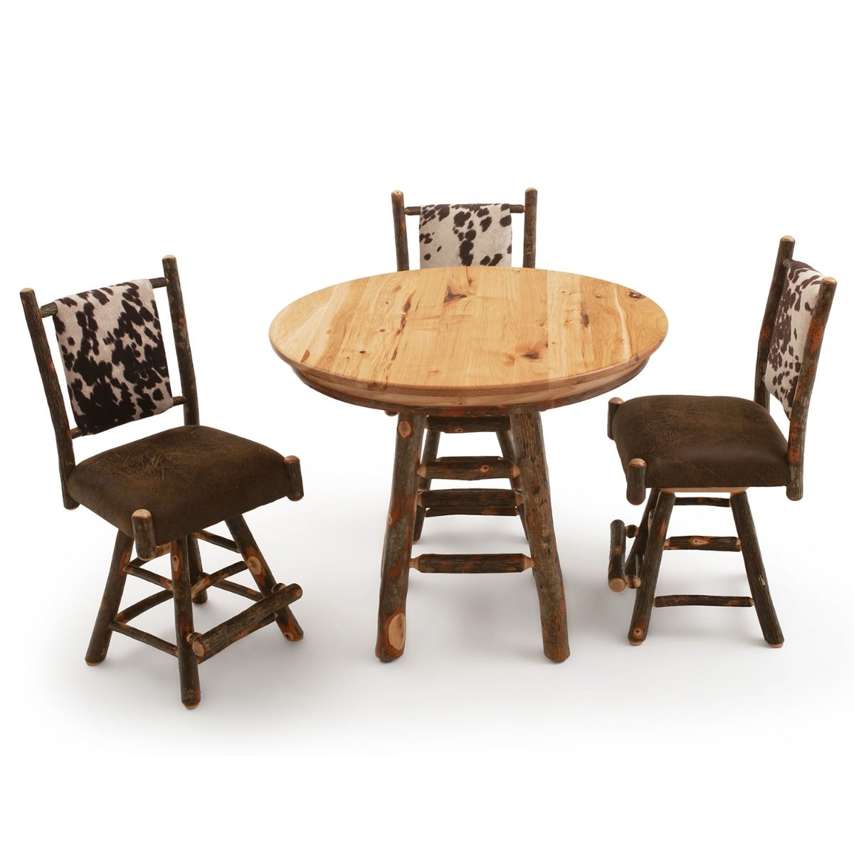 Saranac Hickory Log Pub Table With Upholstered Barstools
