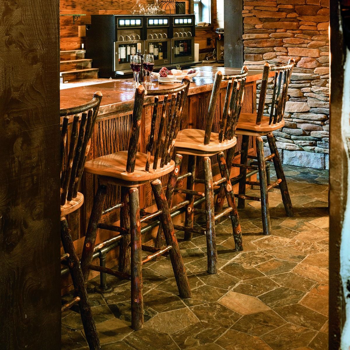 Hickory Swivel Stick Back Barstool