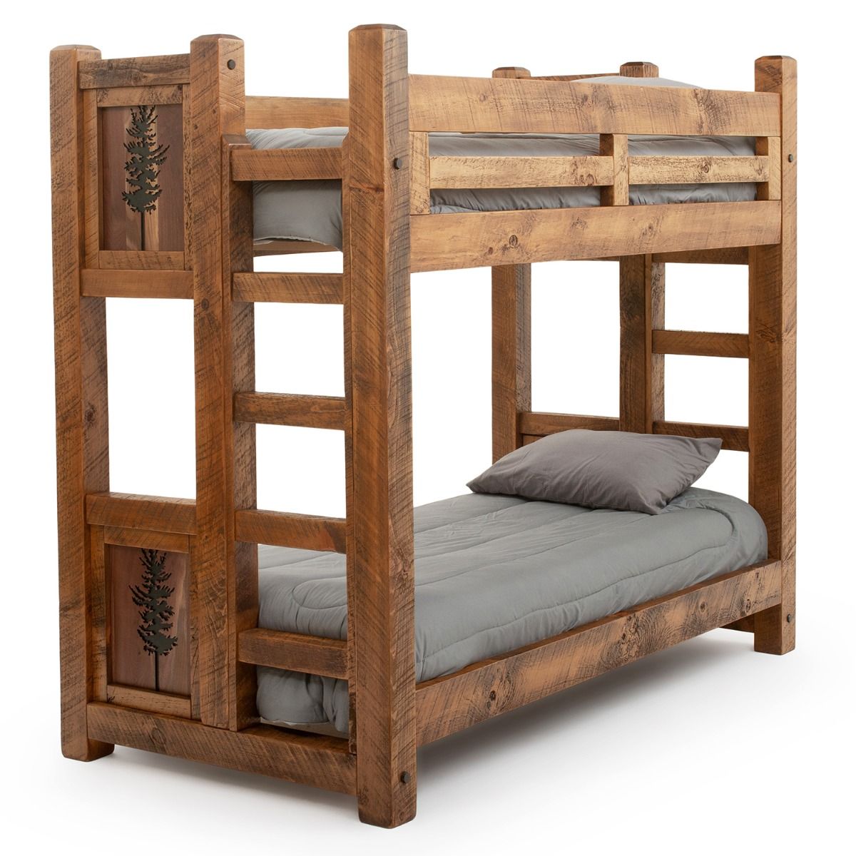 SAWMILL ROUGH SAWN TIMBER RUSTIC PANEL BUNK BED