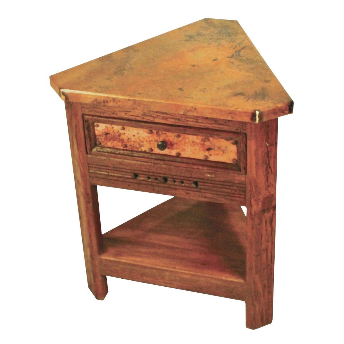 Taos Hammered Copper 1 Drawer Corner Nightstand