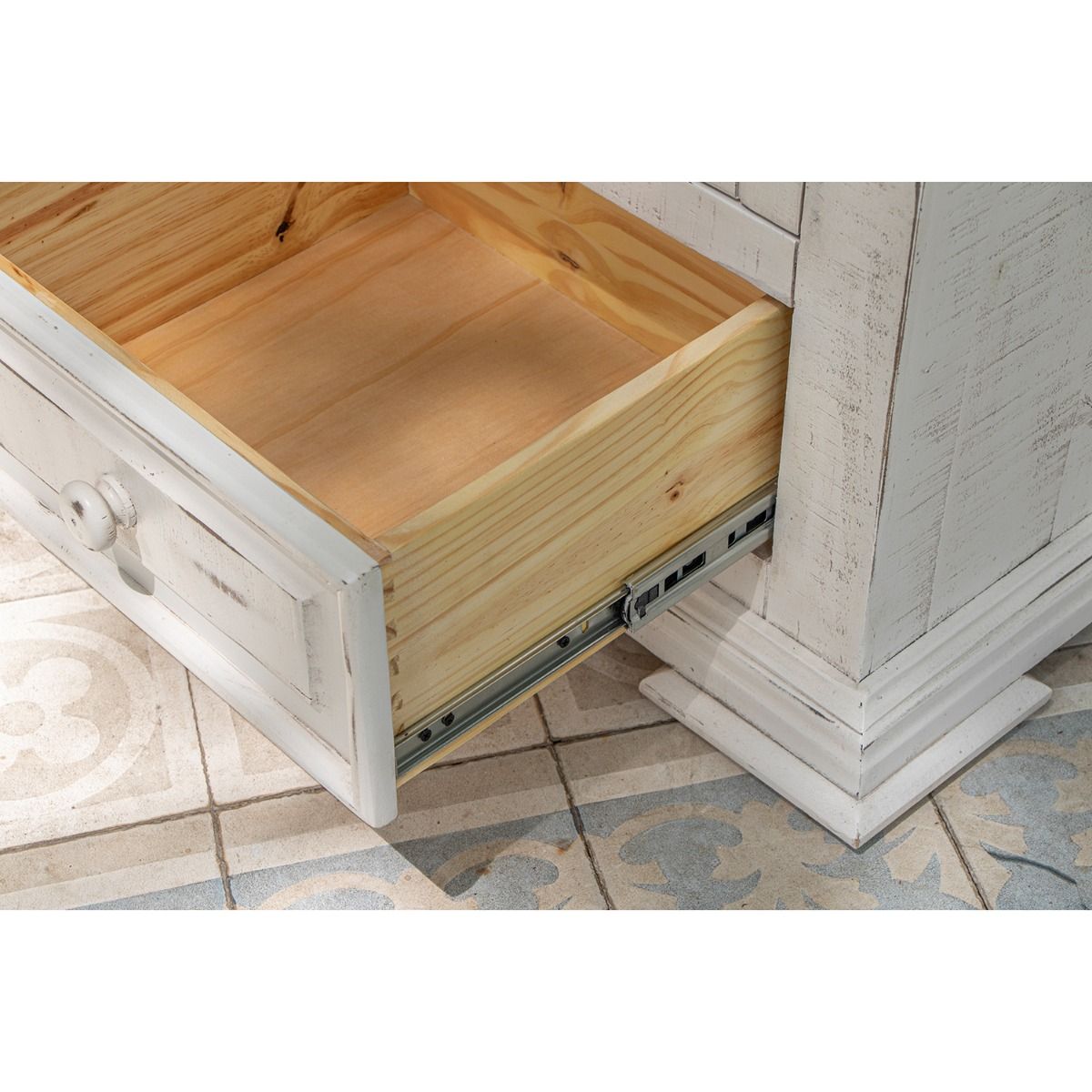 TERRA COTTAGE WHITE 6 DRAWER BARNWOOD WARDROBE DRESSER