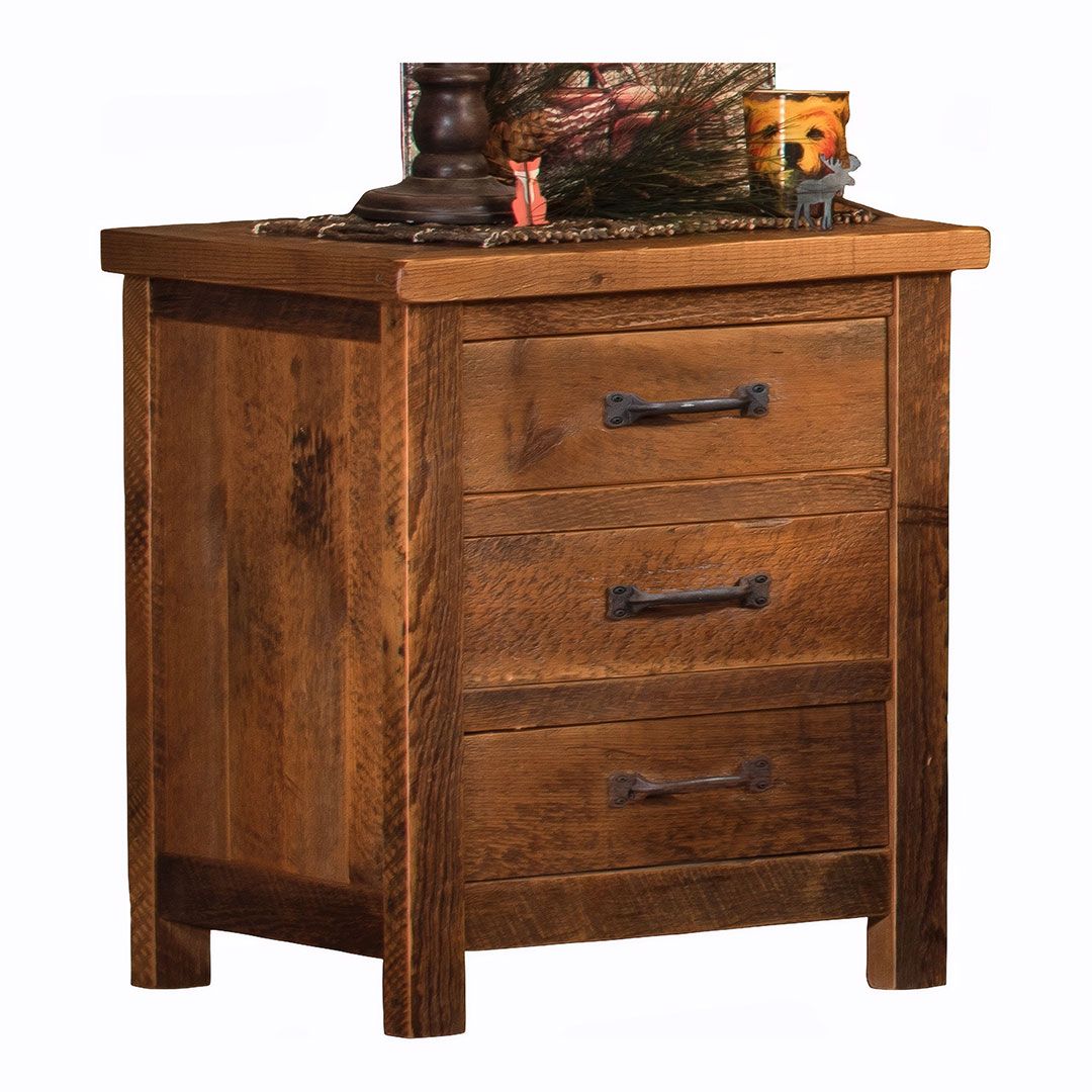 TIMBER FRAME 3 DRAWER RECLAIMED BARN WOOD NIGHTSTAND