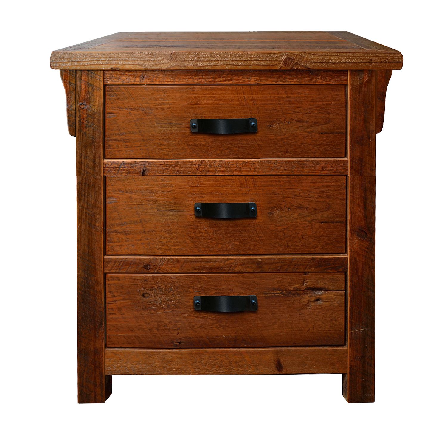 ROCKY CREEK 3 DRAWER RECLAIMED BARN WOOD NIGHTSTAND