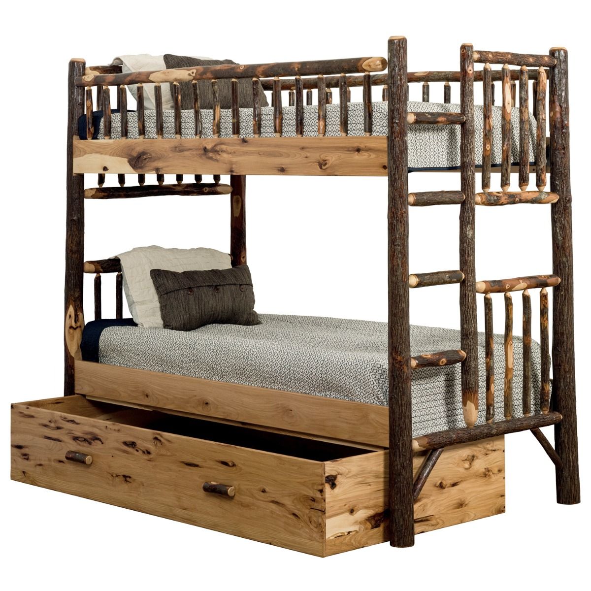 SARANAC HICKORY LOG BUNK BED