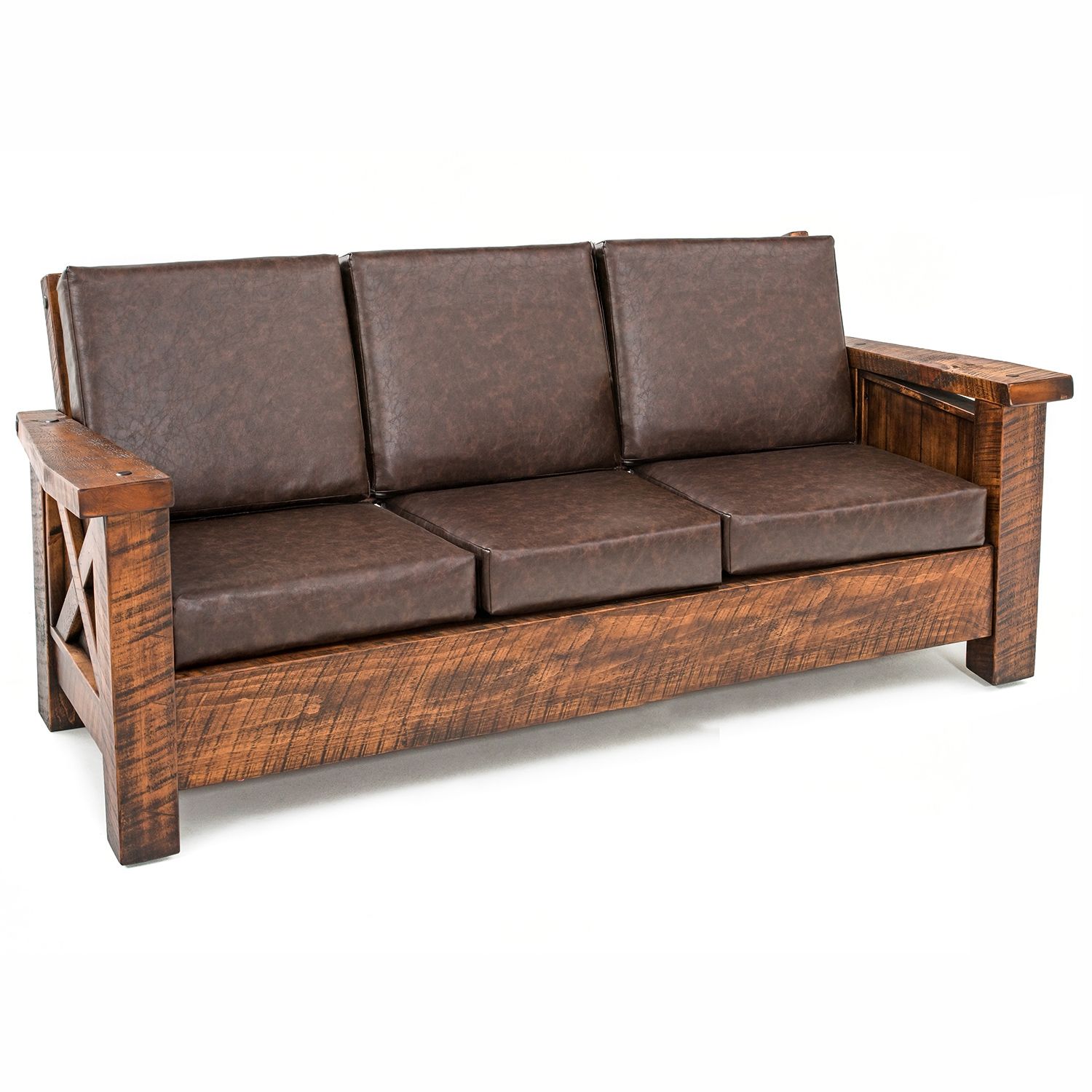 leather sofa with fabric cushions