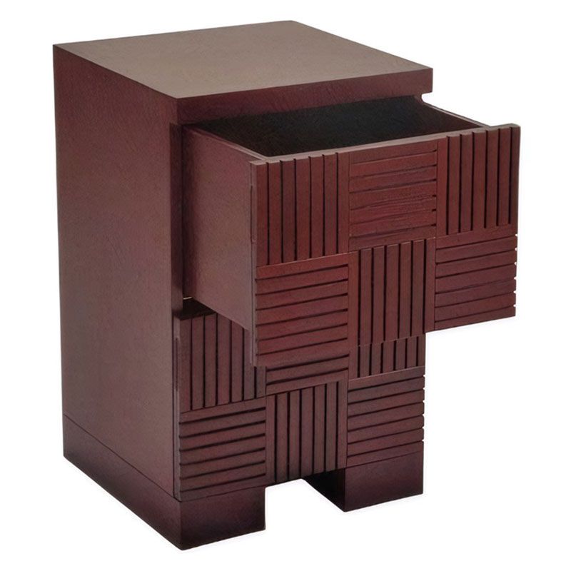 URBAN RUSTIC CONTEMPORARY 2 DRAWER MAHOGANY NIGHTSTAND