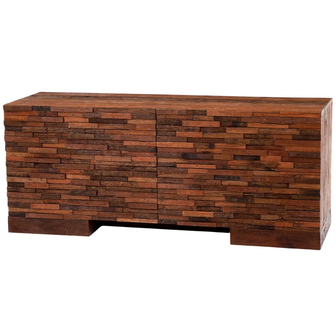 URBAN RUSTIC RAW WOOD 4 DOOR DRESSER
