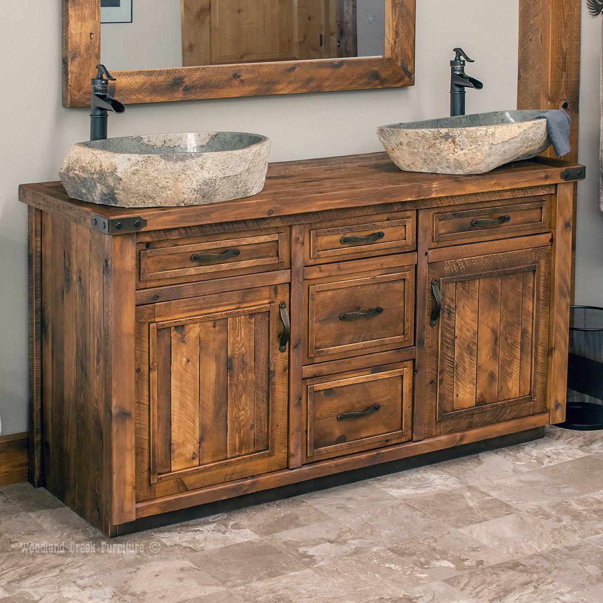 Timber Haven Rustic Barn Wood Vanity 48\, image size:1200x1200