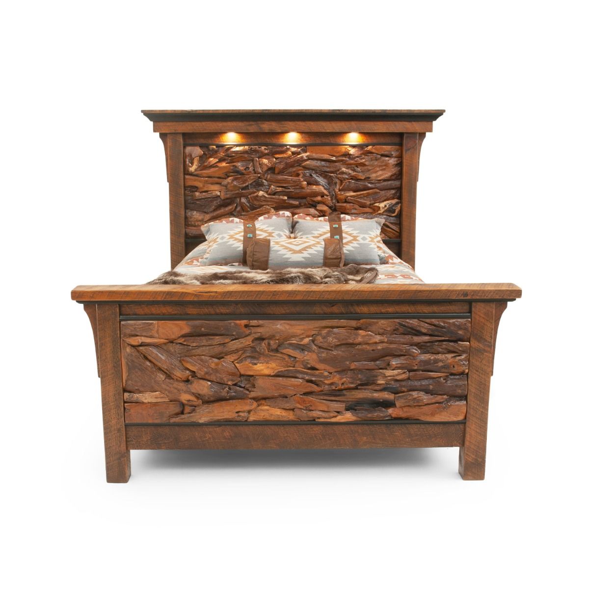 RUSTIC TEAK PANEL BARNWOOD BED