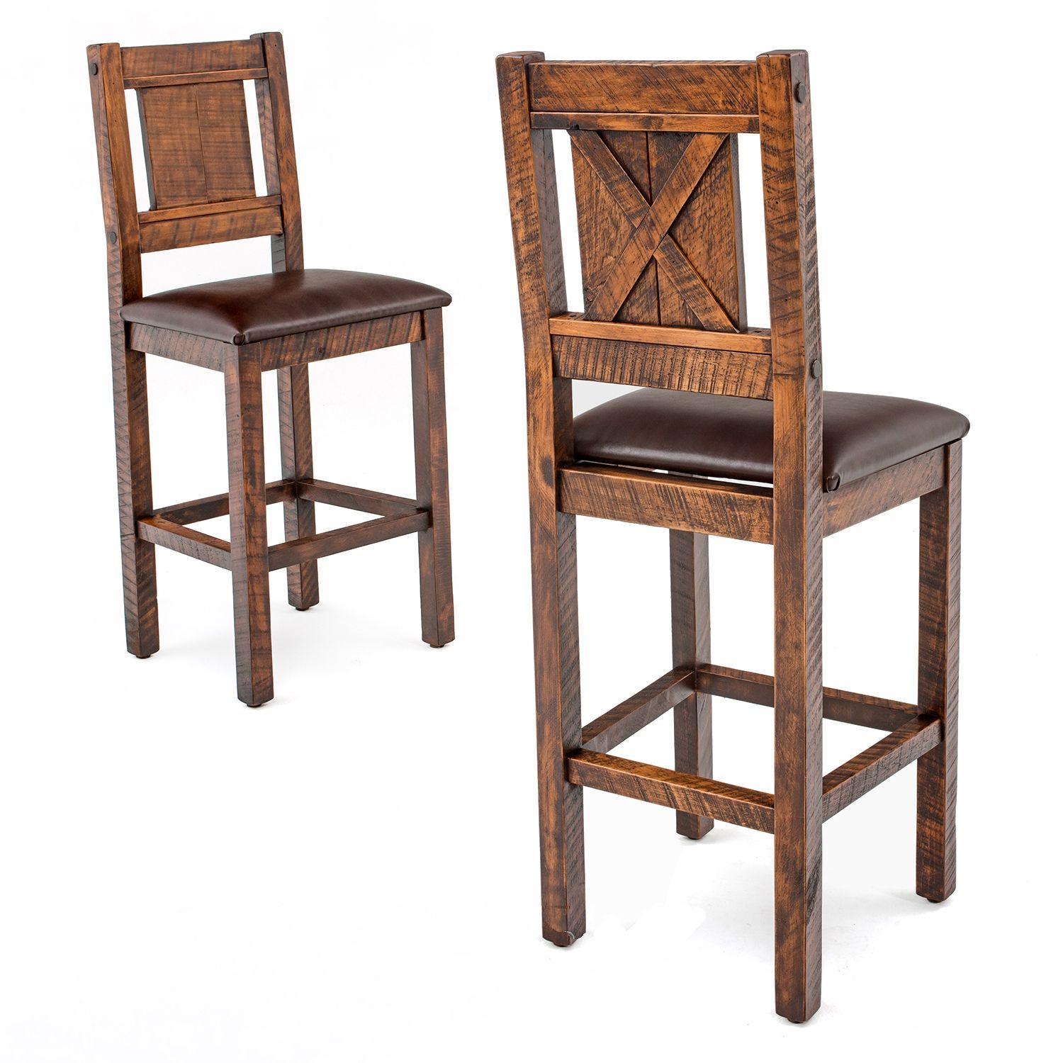 Weathered Wood Barn Door Style Dining Chairs