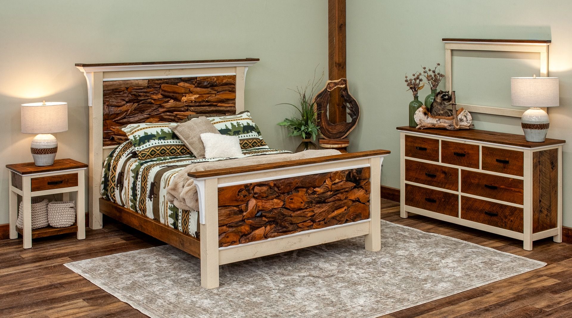 HARVESTLINE TEAK PANEL COTTAGE BED