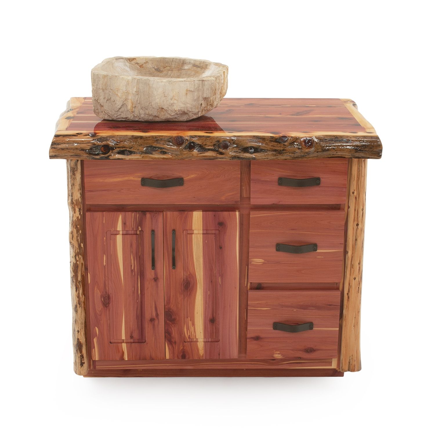 Rustic Red Cedar Log Bathroom Vanity 24\, image size:1500x1499