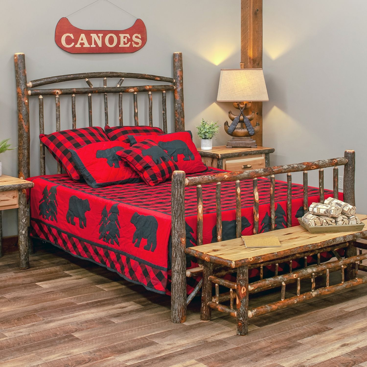 Rustic Hickory Log Bed